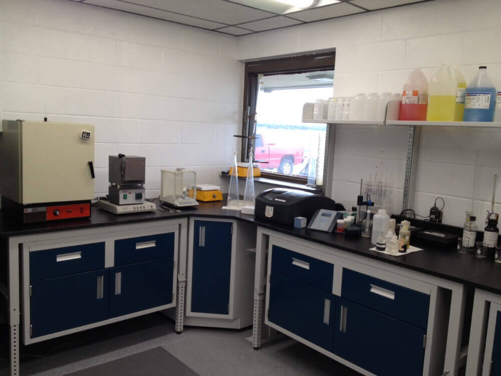 Laboratory with corner cabinet