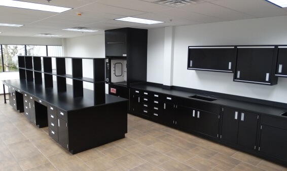 Custom black epoxy resin countertops for all labs in the state of Maryland