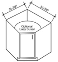 Corner Lab Cabinet: C3514-100L (45" width, Lazy Susan optional)