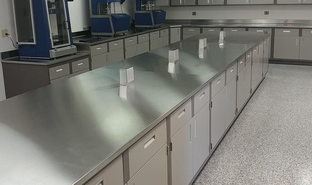 Stainless Steel Counters on Lab Cabinets