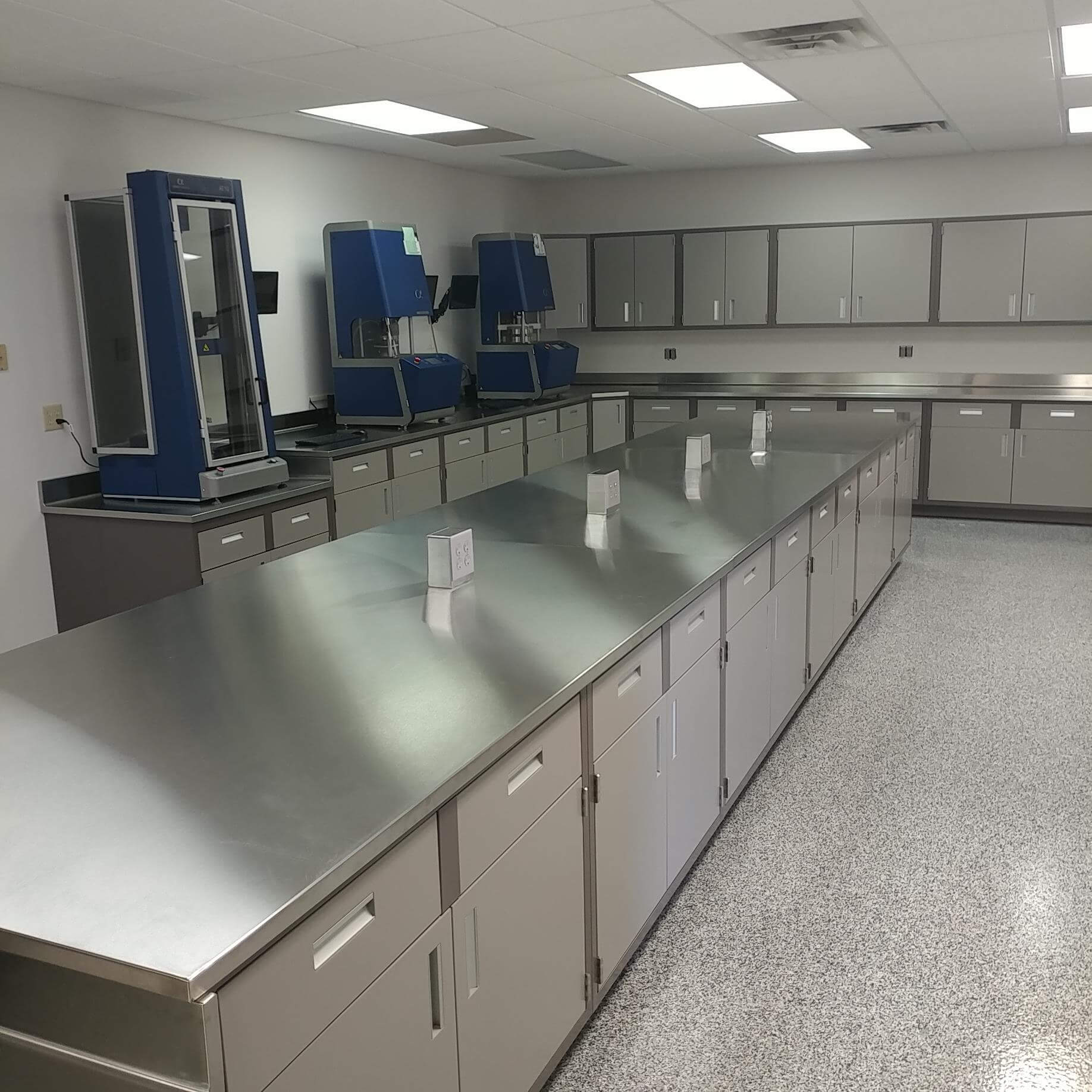 Custom-designed lab with stainless steel work surfaces