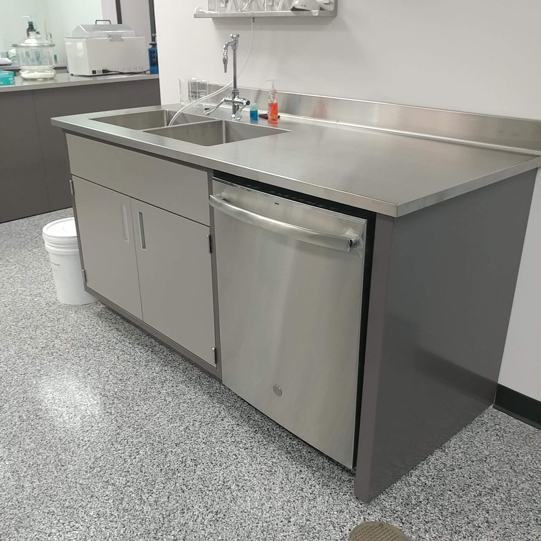Lab designed with custom stainless steel counters