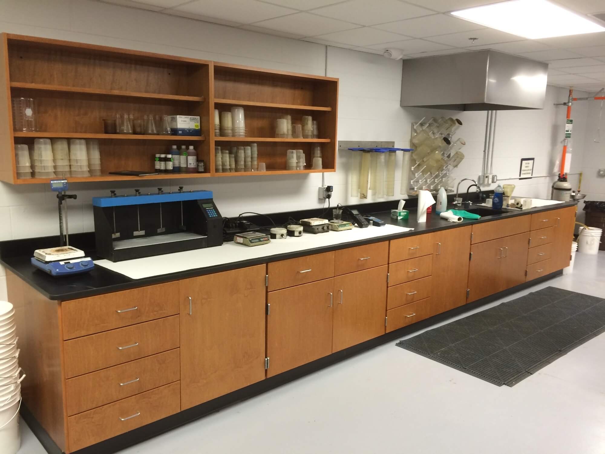 Quality Control Lab designed with industrial-grade wood casework